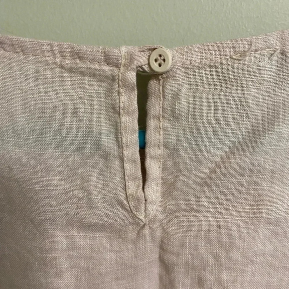 Francesca Bettini Italian Linen Shift Dress Size XS Tiered Bell Sleeves - Picture 8 of 9